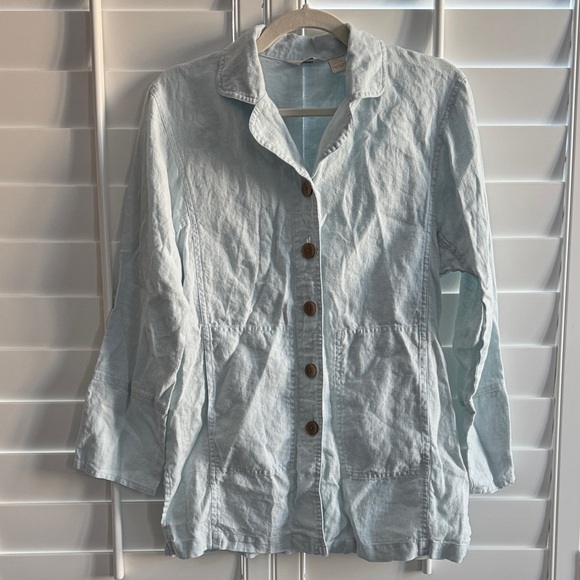 J. Jill Tops - J. Jill linen pale blue shirt jacket
